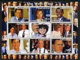Kyrgyzstan 2002 The West Wing perf sheetlet containing 9 values unmounted mint, stamps on personalities, stamps on entertainments, stamps on  tv , stamps on films, stamps on cinema