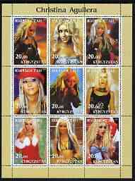 Kyrgyzstan 2003 Christina Aguilera perf sheetlet containing 9 values unmounted mint, stamps on , stamps on  stamps on music, stamps on  stamps on pops, stamps on  stamps on women