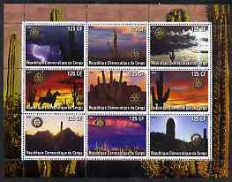 Congo 2003 Cacti perf sheetlet containing 9 values each with Rotary Logo, unmounted mint, stamps on cacti, stamps on rotary, stamps on weather