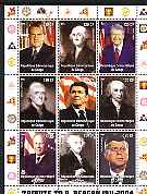 Congo 2004 Tribute to Ronald Reagan (with Masonic Symbols in margins) perf sheetlet containing 9 values, unmounted mint, stamps on films, stamps on cinema, stamps on entertainments, stamps on personalities, stamps on americana, stamps on presidents, stamps on masonics, stamps on kennedy, stamps on masonry