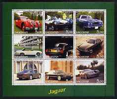 Dagestan Republic 2001 Jaguar Cars perf sheetlet containing complete set of 9 values, unmounted mint, stamps on , stamps on  stamps on cars, stamps on  stamps on jaguar