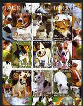 Kyrgyzstan 2004 Dogs - Jack Russell perf sheetlet containing 9 values each with Rotary logo unmounted mint, stamps on dogs, stamps on rotary