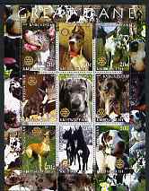 Kyrgyzstan 2004 Dogs - Great Dane perf sheetlet containing 9 values each with Rotary logo unmounted mint, stamps on dogs, stamps on rotary