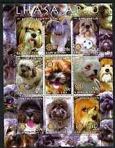 Kyrgyzstan 2004 Dogs - Lhasa Apso perf sheetlet containing 9 values each with Rotary logo unmounted mint, stamps on , stamps on  stamps on dogs, stamps on  stamps on rotary