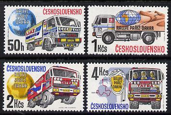 Czechoslovakia 1989 Paris-Dakar Rally set of 4 unmounted mint, SG 2959-62, Mi 2984-87*, stamps on sport    transport