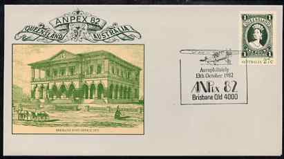 Australia 1982 Anpex 82 Stamp Exhibition 27c postal stationery envelope with special cancellation for 13th October (Aerophilately Day), stamps on stamp exhibitions, stamps on stamp on stamp, stamps on postal    aviation, stamps on stamponstamp
