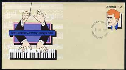 Australia 1982 Birth Centenary of Percy Grainger 27c postal stationery envelope with first day cancellation, stamps on music     composer