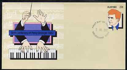 Australia 1982 Birth Centenary of Percy Grainger 27c postal stationery envelope with first day cancellation, stamps on , stamps on  stamps on music     composer