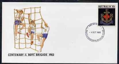 Australia 1983 Centenary of Boys Brigade 30c postal stationery envelope with first day cancellation, stamps on scouts      anchor