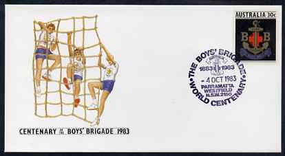 Australia 1983 Centenary of Boys Brigade 30c postal stationery envelope with special Parramatta first day cancellation, stamps on , stamps on  stamps on scouts     anchor