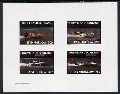 Eynhallow 1982 Speed Boats (advertising Shell Oil, Marlboro Cigarettes, etc) imperf set of 4 values (10p to 75p) unmounted mint