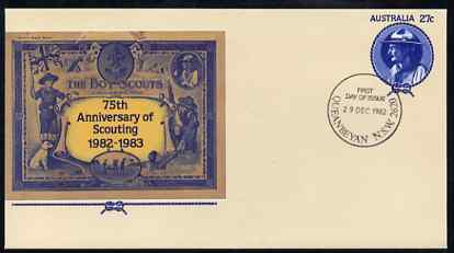 Australia 1982 75th Anniversary of Scouting 27c postal stationery envelope with first day cancellation, stamps on scouts