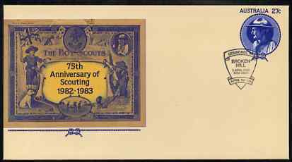 Australia 1982 75th Anniversary of Scouting 27c postal stationery envelope with special 'Broken Hill Gemboree'  cancellation, stamps on , stamps on  stamps on scouts    