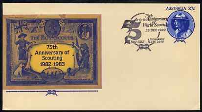 Australia 1982 75th Anniversary of Scouting 27c postal stationery envelope with special 'Leichhardt' first day cancellation, stamps on , stamps on  stamps on scouts    