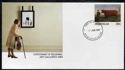 Australia 1984 Centenary of Regional Art Galleries 30c postal stationery envelope with first day cancellation, stamps on , stamps on  stamps on arts