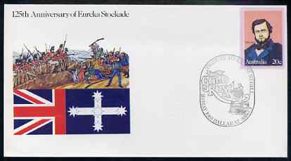 Australia 1981 Eureka Stockade 20c postal stationery envelope with Special illustrated 'Gold Rush' first day cancellation, stamps on gold, stamps on militaria