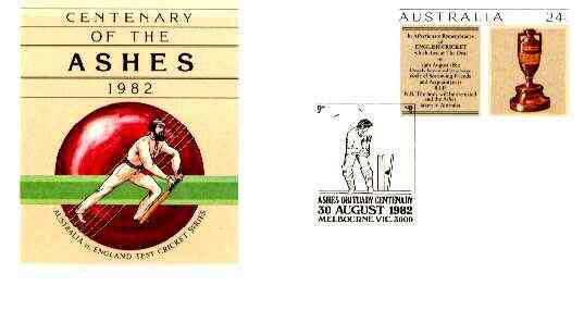 Australia 1982 Centenary of the Ashes 24c postal stationery envelope with special illustrated Ashes Obituary first day cancellation, stamps on cricket       sport