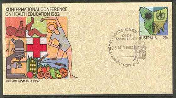 Australia 1982 International Conference on Health Education 27c postal stationery envelope with special illustrated 