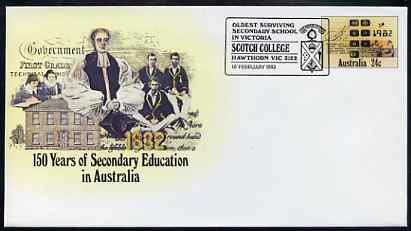 Australia 1982 150 years of Secondary Education 24c postal stationery envelope with special illustrated 