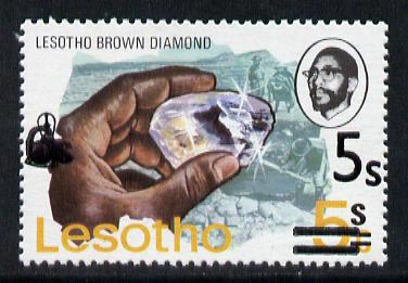 Lesotho 1980 5s on 6c on 5c brown Diamond unmounted mint (SG 410A), stamps on minerals