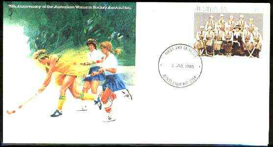 Australia 1985 Women's Hockey Association 33c postal stationery envelope with first day cancel, stamps on , stamps on  stamps on women, stamps on sport, stamps on field hockey