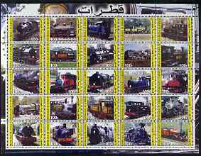 Djibouti 2003 Steam Locos perf sheetlet containing 25 values unmounted mint, stamps on , stamps on  stamps on railways