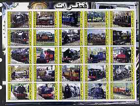 Djibouti 2003 Steam Locos imperf sheetlet containing 25 values unmounted mint, stamps on , stamps on  stamps on railways