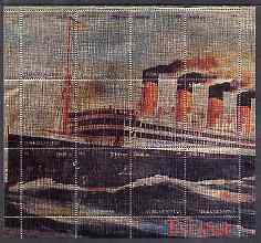 Turkmenistan 2000 Titanic perf composite sheetlet containing 12 values printed on metallic foil unmounted mint, stamps on , stamps on  stamps on ships, stamps on  stamps on disasters