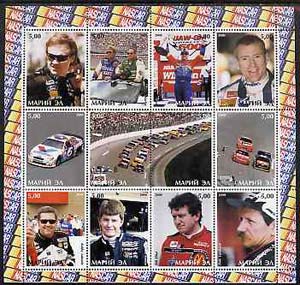 Marij El Republic 2000 Nascar perf sheetlet containing set of 12 values complete unmounted mint, stamps on cars, stamps on racing cars, stamps on sport