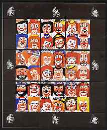 Kyrgyzstan 2000 Clowns perf sheetlet containing set of 9 values unmounted mint, stamps on circus, stamps on entertainments