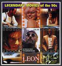 Tadjikistan 2002 Legendary Movies of the 90s - Leon, large perf sheetlet containing 1 value unmounted mint (also shows Marilyn Monroe), stamps on films, stamps on cinema, stamps on personalities, stamps on entertainments, stamps on marilyn, stamps on marilyn monroe