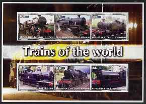 Ivory Coast 2003 Trains of the World #1 perf sheetlet containing 6 values unmounted mint, stamps on , stamps on  stamps on railways