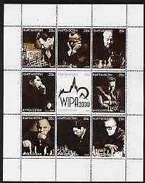 Kyrgyzstan 2000 WIPA 2000 (Chess) perf sheetlet containing set of 9 values unmounted mint, stamps on stamp exhibitions, stamps on chess