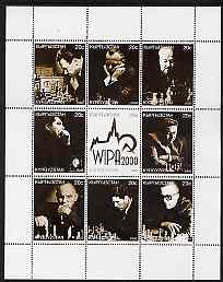 Kyrgyzstan 2000 WIPA 2000 (Chess) perf sheetlet containing set of 9 values unmounted mint, stamps on , stamps on  stamps on stamp exhibitions, stamps on  stamps on chess