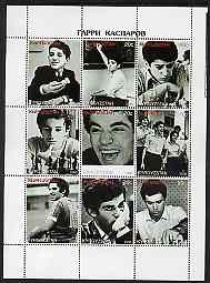 Kyrgyzstan 2000 Garry Kasparov perf sheetlet containing set of 9 values unmounted mint, stamps on chess