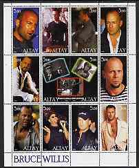 Altaj Republic 2000 Bruce Willis perf sheetlet containing set of 12 values unmounted mint, stamps on , stamps on  stamps on personalities, stamps on  stamps on movies, stamps on  stamps on films, stamps on  stamps on cinema