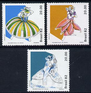 Brazil 1982 Orixas, Religious Costumes set of 3, SG 1970-72 unmounted mint, stamps on , stamps on  stamps on costumes  religion