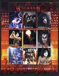 Buriatia Republic 2003 Kiss perf sheetlet containing set of 9 values unmounted mint, stamps on personalities, stamps on music, stamps on pops, stamps on rock