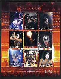 Buriatia Republic 2003 Kiss perf sheetlet containing set of 9 values unmounted mint, stamps on personalities, stamps on music, stamps on pops, stamps on rock