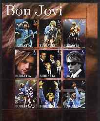 Buriatia Republic 2003 Bon Jovi #1 perf sheetlet containing set of 9 values (vert format) unmounted mint, stamps on , stamps on  stamps on personalities, stamps on  stamps on music, stamps on  stamps on pops, stamps on  stamps on rock