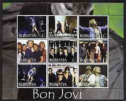 Buriatia Republic 2003 Bon Jovi #2 perf sheetlet containing set of 9 values (horiz format) unmounted mint, stamps on , stamps on  stamps on personalities, stamps on  stamps on music, stamps on  stamps on pops, stamps on  stamps on rock