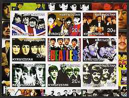 Kyrgyzstan 2001 The Beatles #1 imperf sheetlet containing set of 9 values unmounted mint, stamps on , stamps on  stamps on personalities, stamps on  stamps on music, stamps on  stamps on pops, stamps on  stamps on rock, stamps on  stamps on beatles