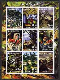 Kyrgyzstan 2001 Paul Cezanne imperf sheetlet containing 9 values unmounted mint, stamps on , stamps on  stamps on arts, stamps on  stamps on cezanne