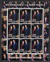 Congo 2000 The Belgian Royal Family - King Baudouin & Queen Fabiola perf sheetlet containing 9 values unmounted mint, stamps on , stamps on  stamps on royalty