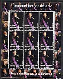 Congo 2000 The Belgian Royal Family - King Baudouin perf sheetlet containing 9 values (2 cf) unmounted mint, stamps on royalty