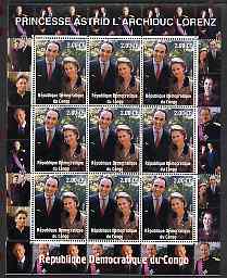 Congo 2000 The Belgian Royal Family - Princess Astrid & Prince Lorenz perf sheetlet containing 9 values unmounted mint, stamps on , stamps on  stamps on royalty