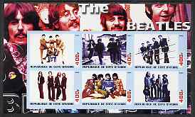 Ivory Coast 2003 The Beatles #1 perf sheetlet containing set of 6 values unmounted mint, stamps on personalities, stamps on entertainments, stamps on music, stamps on pops, stamps on beatles