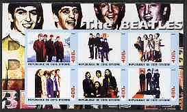 Ivory Coast 2003 The Beatles #2 perf sheetlet containing set of 6 values unmounted mint, stamps on , stamps on  stamps on personalities, stamps on  stamps on entertainments, stamps on  stamps on music, stamps on  stamps on pops, stamps on  stamps on beatles