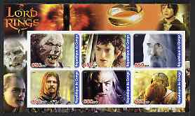 Congo 2003 Lord of the Rings #2 imperf sheetlet containing set of 6 values unmounted mint, stamps on films, stamps on movies, stamps on literature, stamps on fantasy, stamps on entertainments, stamps on 