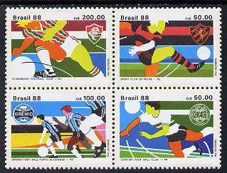 Brazil 1988 Brazilian Football Championship set of 4 in se-tenant block unmounted mint, SG 2322-25, stamps on football  sport